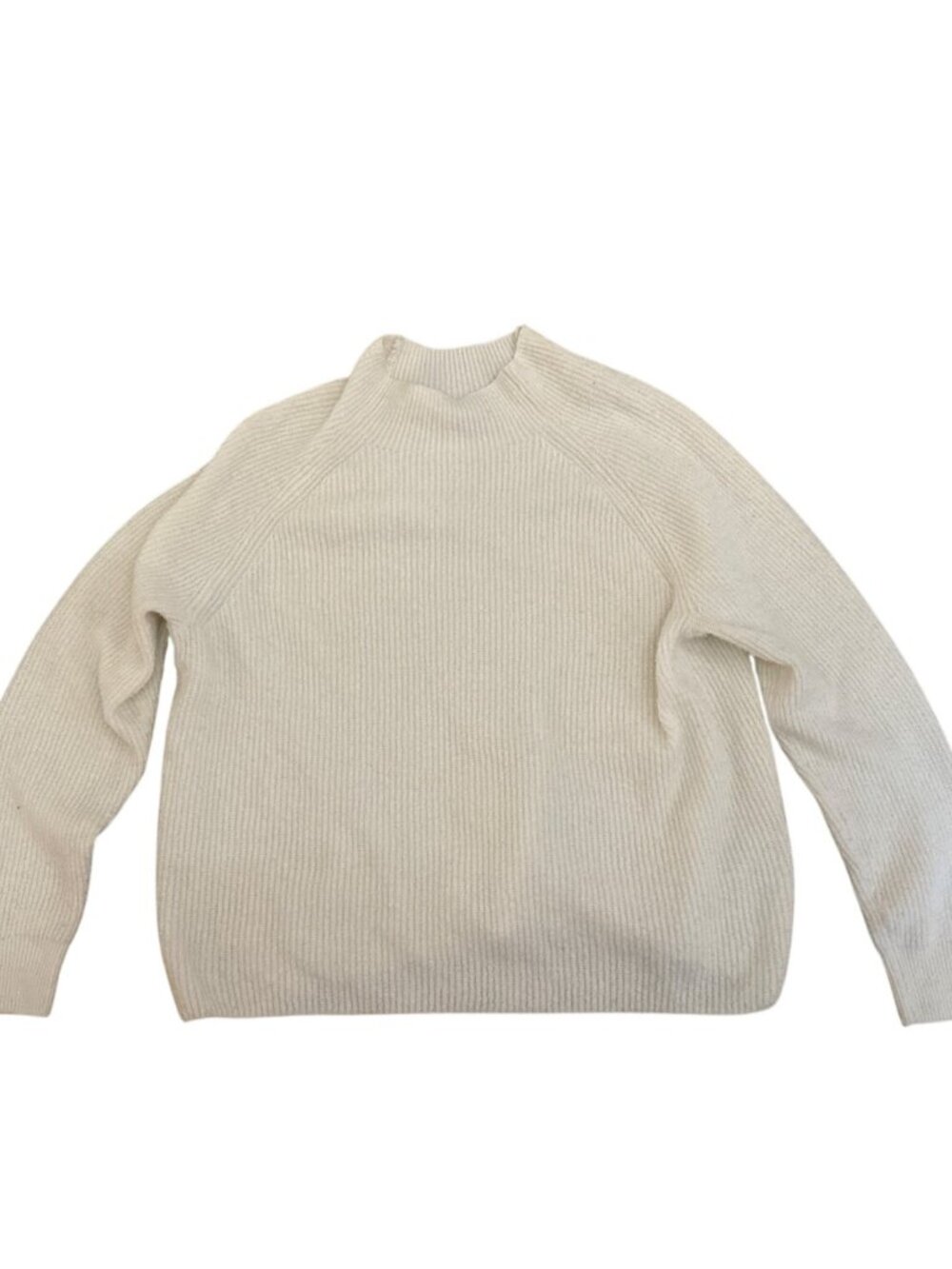 Halogen Womens Sweater XL Mock Neck Ribbed Cream Knit Soft & Cozy Winter Fall